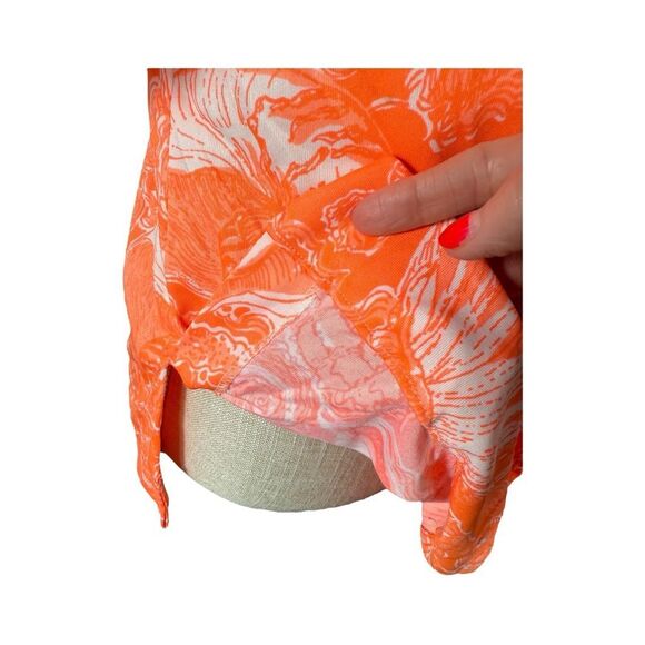 Key West Hand Print Vanda Rare Neon Orange Nautical 3/4 Sleeve Vintage Top - Picture 9 of 12